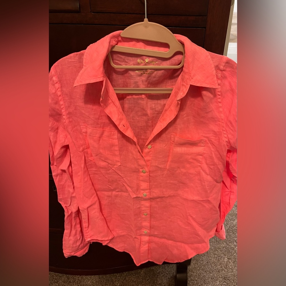 Lilly Pulitzer button down linen